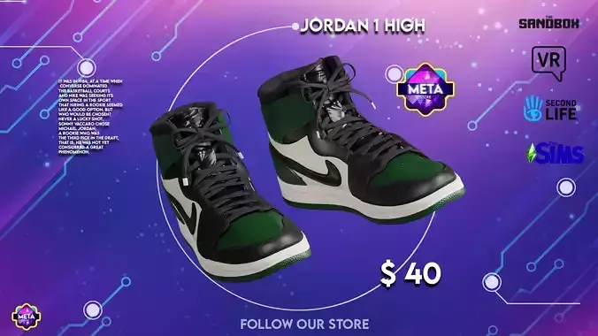 Jordan 1 High OG Pine Green Low-poly