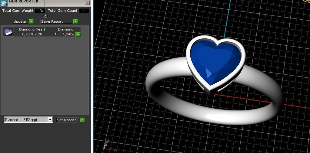 Heart Stone Ring Model 2044 3D print model_10