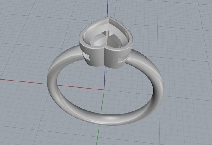 Heart Stone Ring Model 2044 3D print model_3