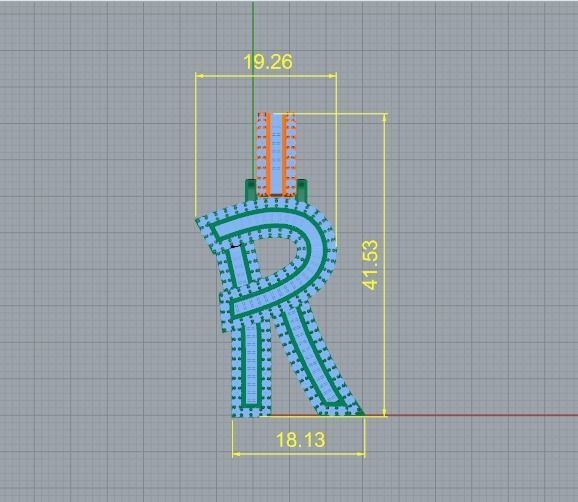 Pendant Letter R Model 2041 3D print model_5