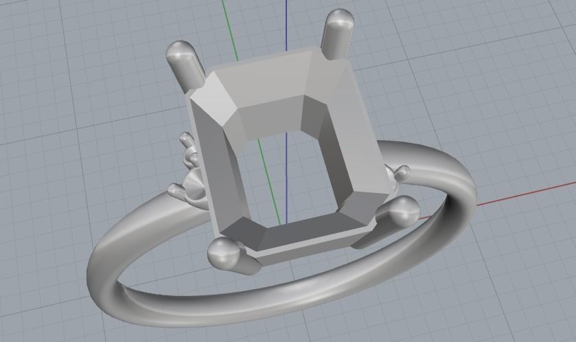 Ring with Emerald stone Model 2040 3D print model_2