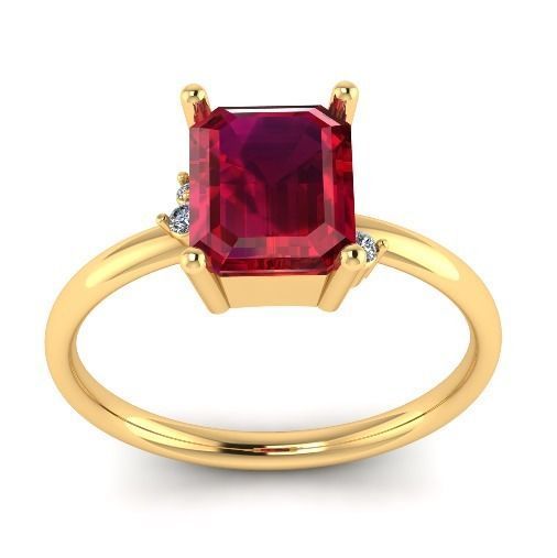 Ring with Emerald stone Model 2040 3D print model_1