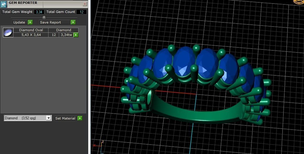 Ring with Oval stones Model 2039 3D print model_8
