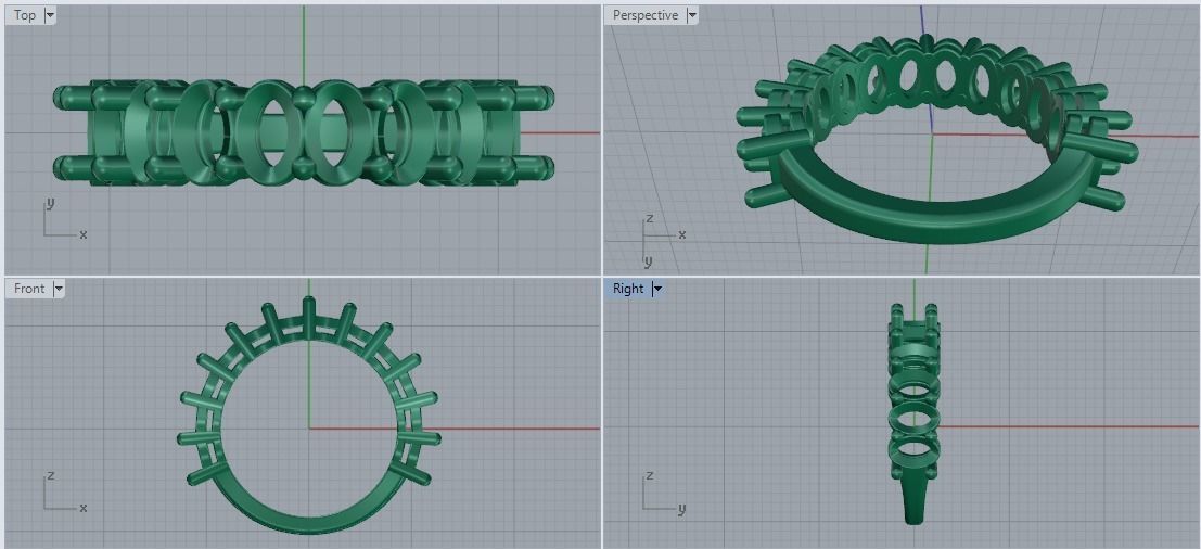 Ring with Oval stones Model 2039 3D print model_4