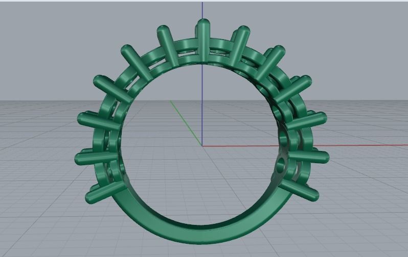 Ring with Oval stones Model 2039 3D print model_3