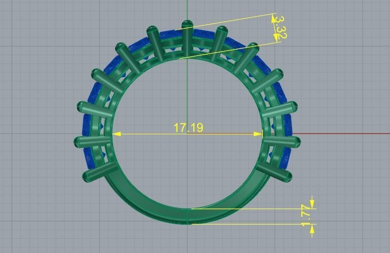 Ring with Oval stones Model 2039 3D print model_5
