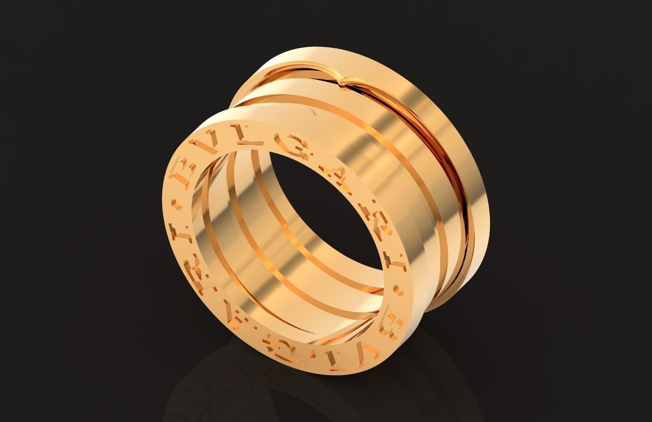 Ring bvlgari zero 1 spirals in two colors of gold without stones 3D print model_13