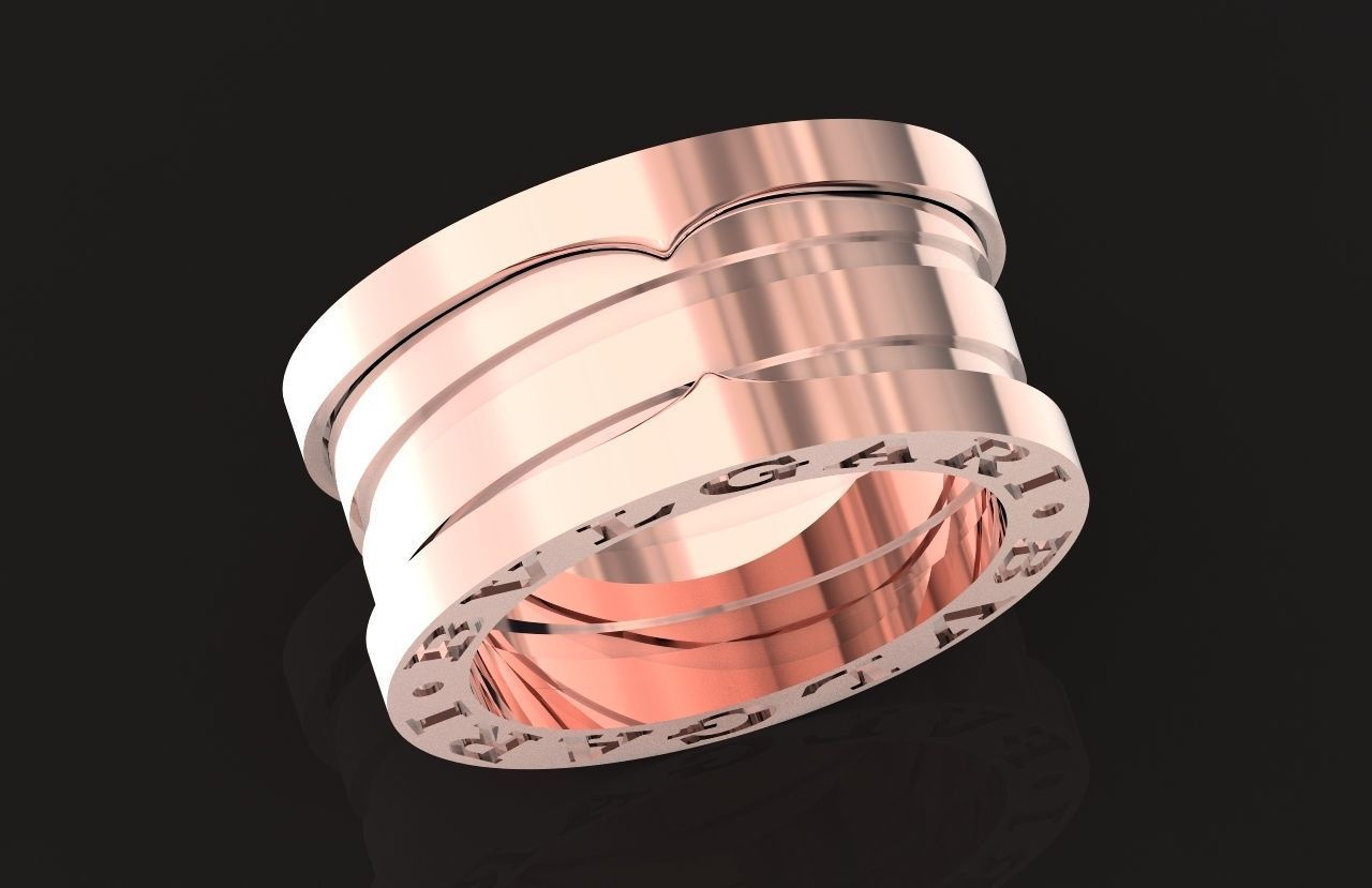 Ring bvlgari zero 1 spirals in two colors of gold without stones 3D print model_24