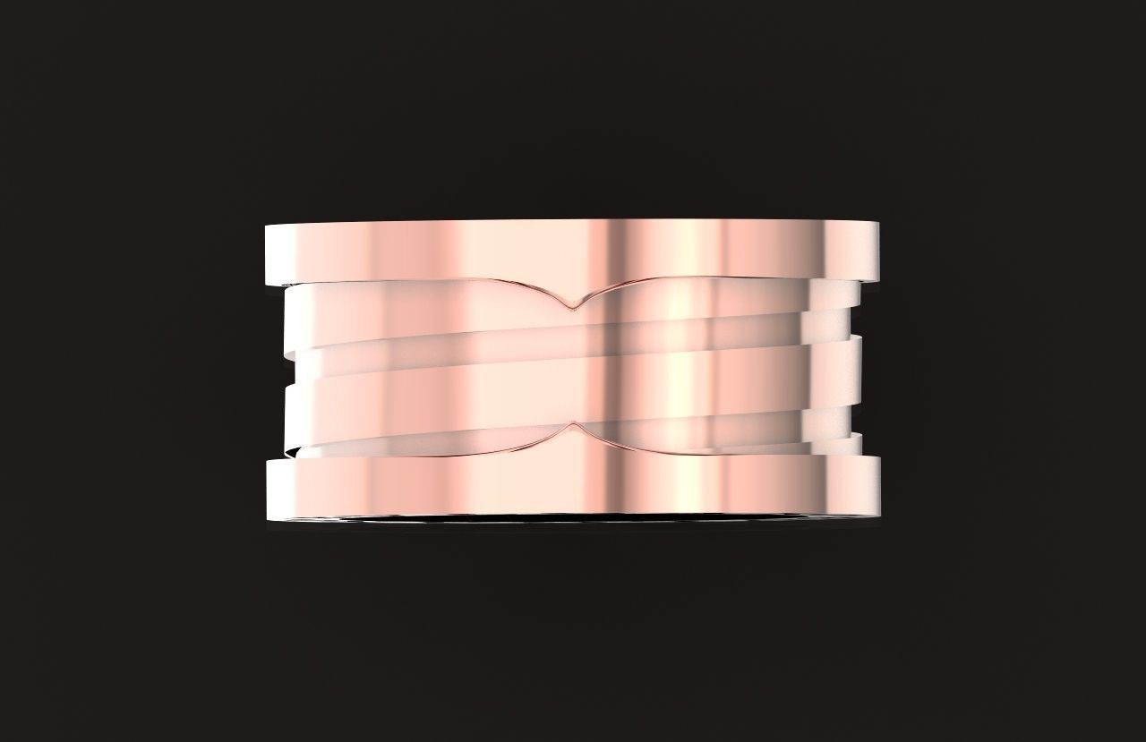 Ring bvlgari zero 1 spirals in two colors of gold without stones 3D print model_23