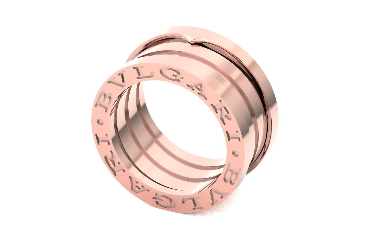 Ring bvlgari zero 1 spirals in two colors of gold without stones 3D print model_11