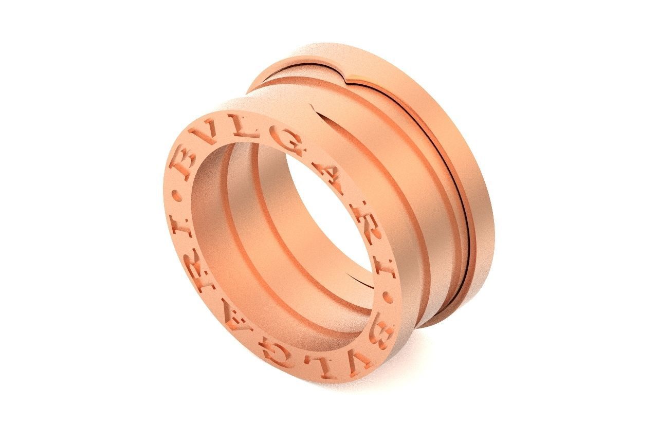 Ring bvlgari zero 1 spirals in two colors of gold without stones 3D print model_28