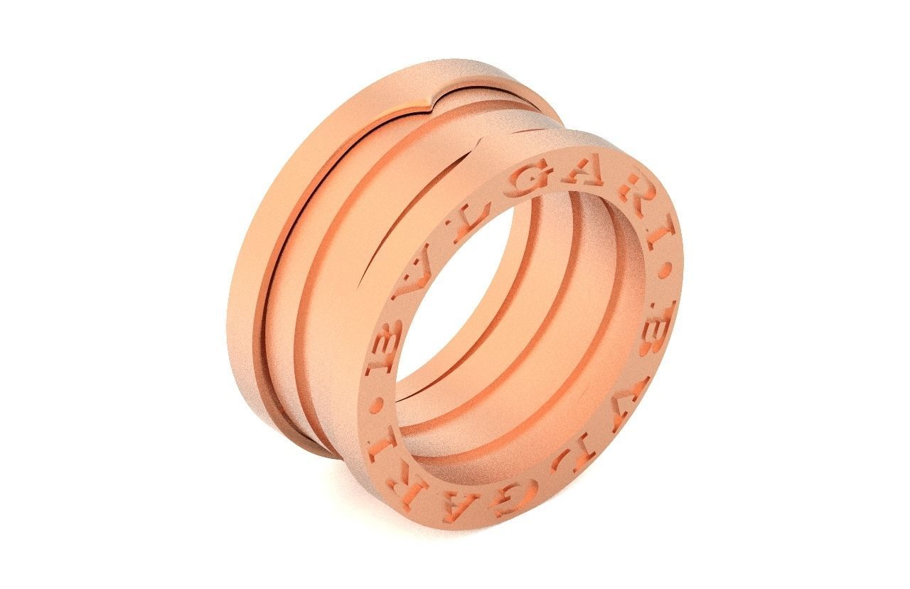 Ring bvlgari zero 1 spirals in two colors of gold without stones 3D print model_29