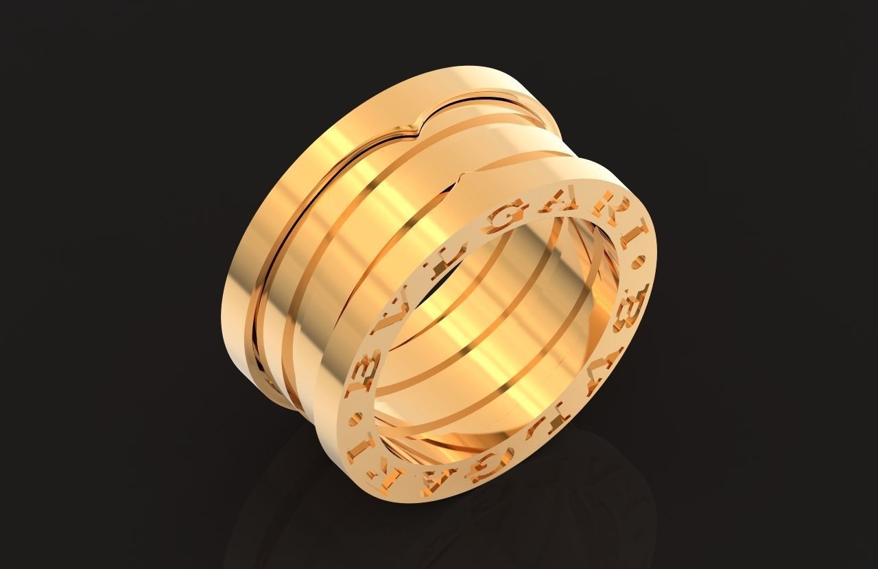 Ring bvlgari zero 1 spirals in two colors of gold without stones 3D print model_16