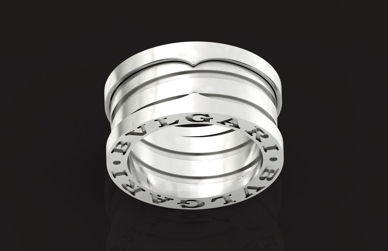 Ring bvlgari zero 1 spirals in two colors of gold without stones 3D print model_19