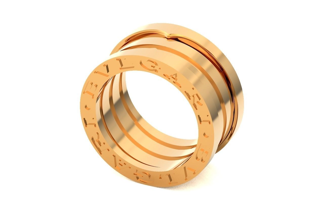 Ring bvlgari zero 1 spirals in two colors of gold without stones 3D print model_4