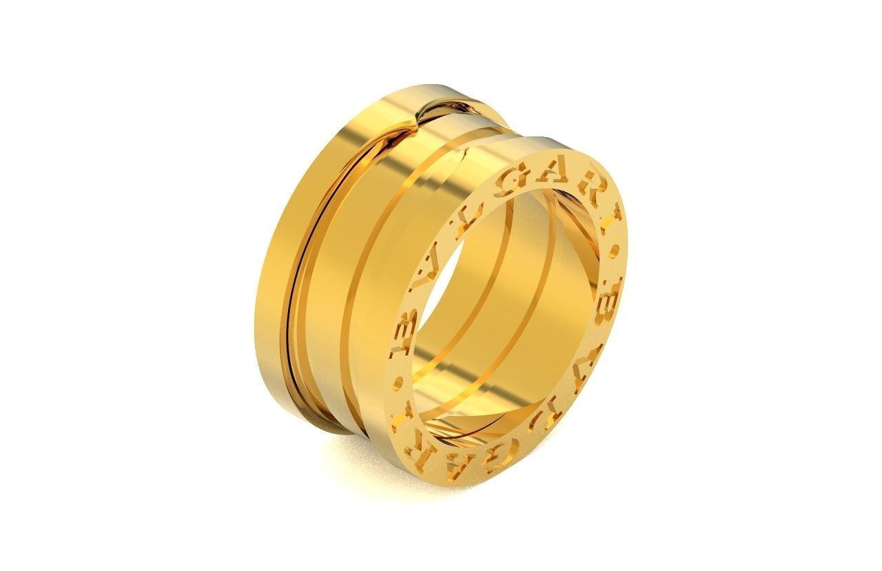 Ring bvlgari zero 1 spirals in two colors of gold without stones 3D print model_6