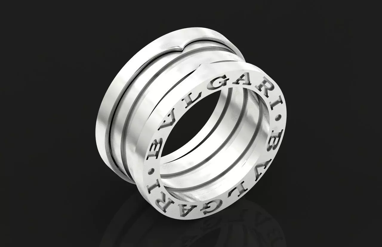 Ring bvlgari zero 1 spirals in two colors of gold without stones 3D print model_0