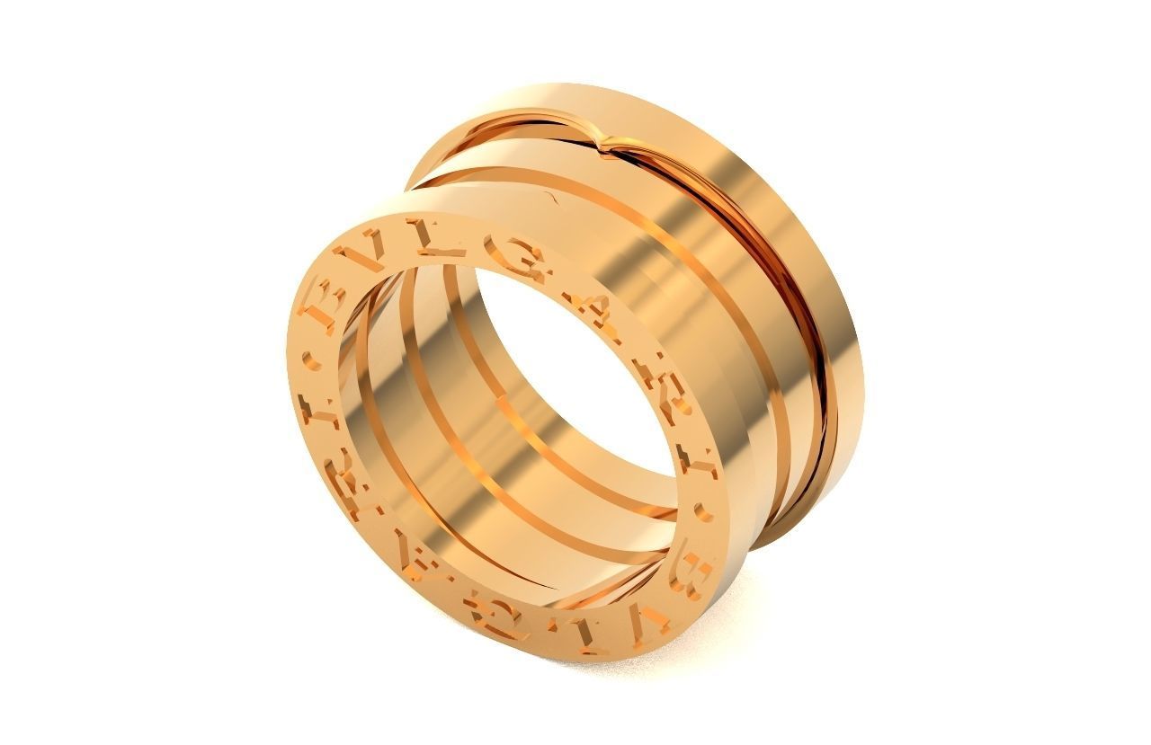 Ring bvlgari zero 1 spirals in two colors of gold without stones 3D print model_12