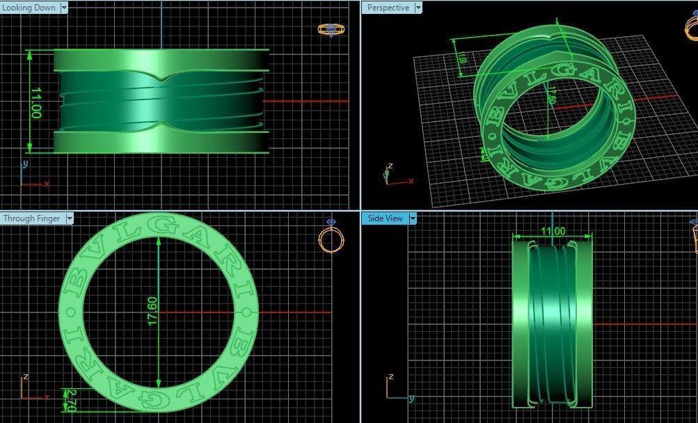 Ring bvlgari zero 1 spirals in two colors of gold without stones 3D print model_30