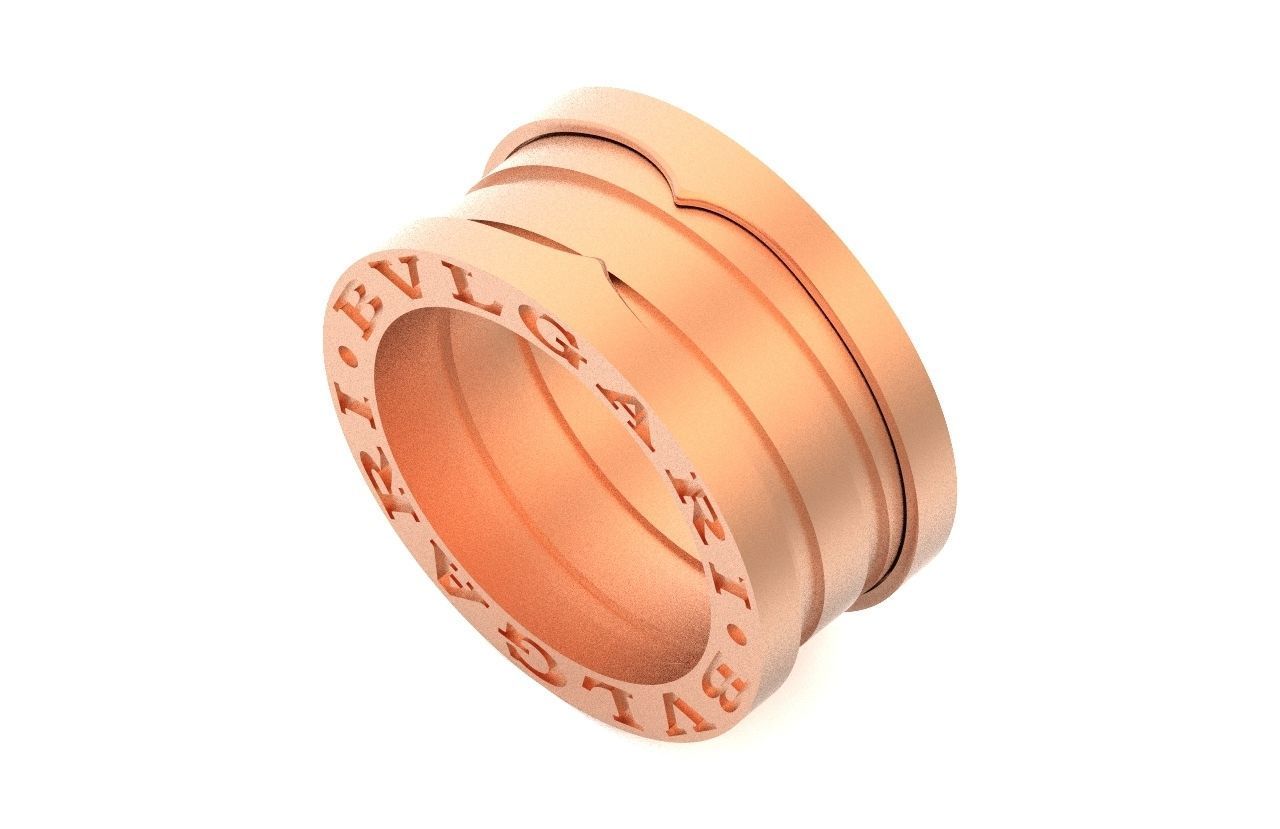 Ring bvlgari zero 1 spirals in two colors of gold without stones 3D print model_27