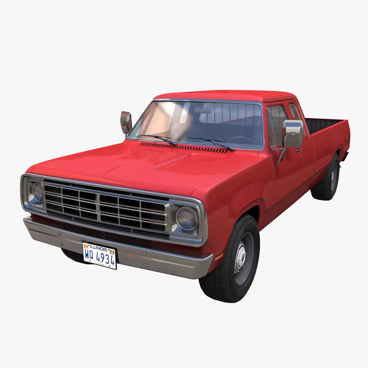 Dodge Club Cab 1976 pickup Low-poly 3D model