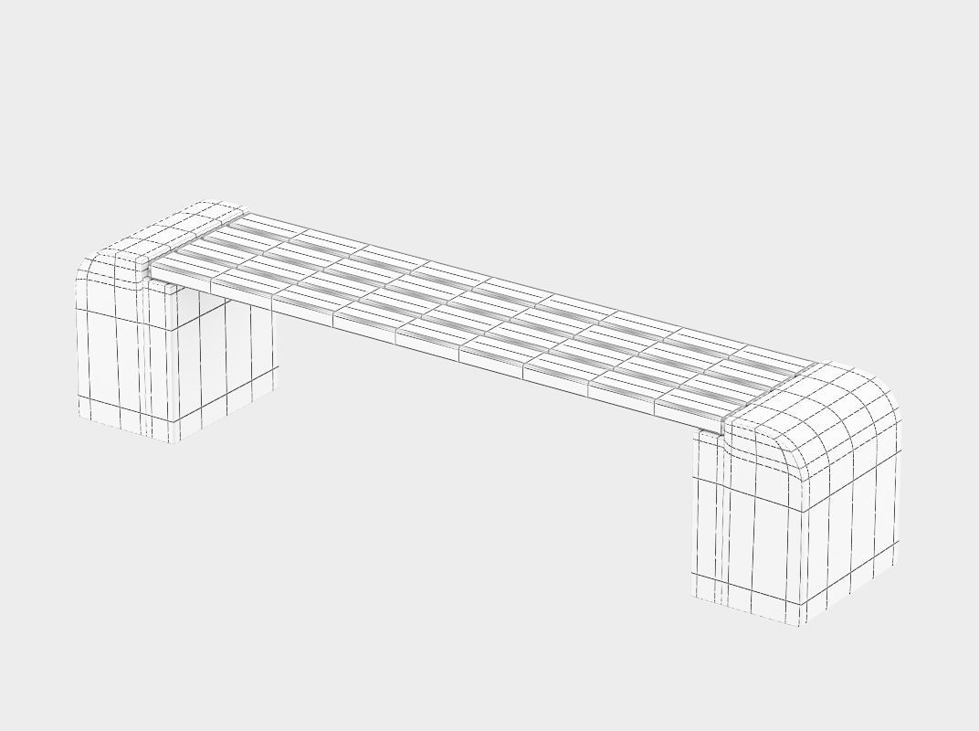 Concrete Wood Bench 3D model_1