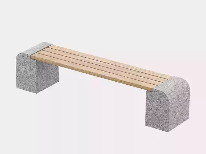 Concrete Wood Bench 3D model