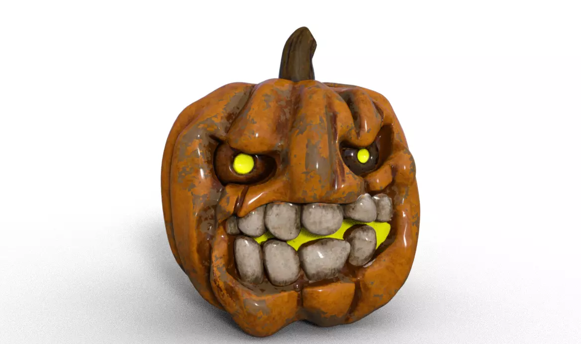 decor grumpy pumpkin Halloween Low-poly 3D model
