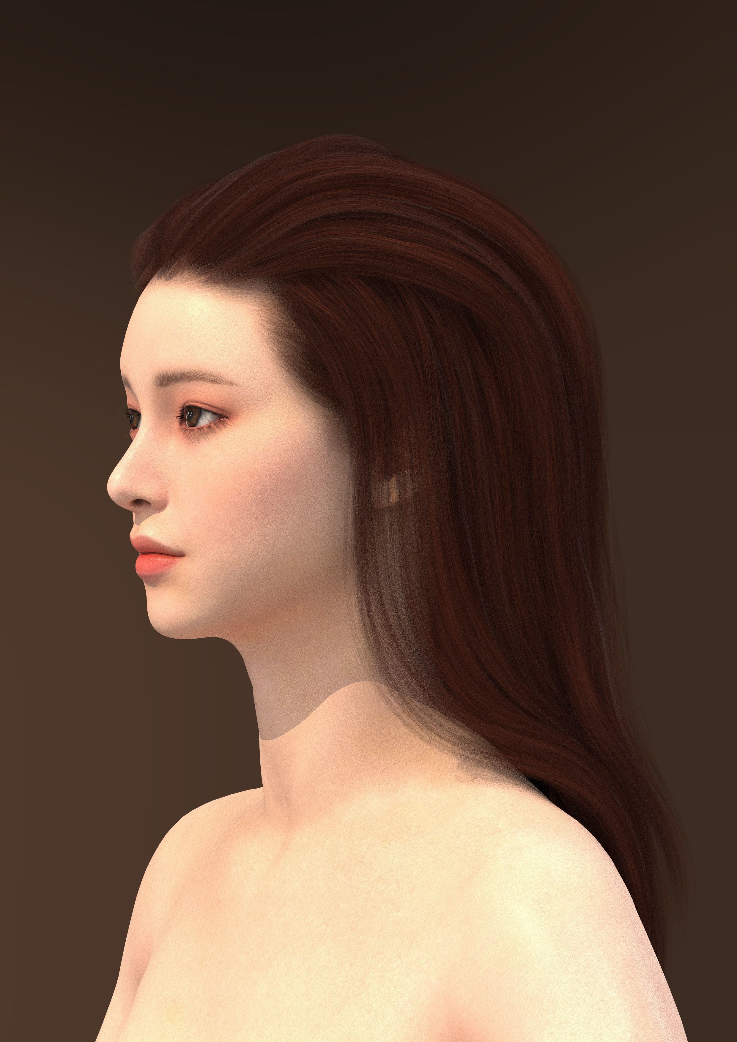 Long hair 010-FV2 for Yuna-FV2 3D model from 3DClo Software 3D model_2
