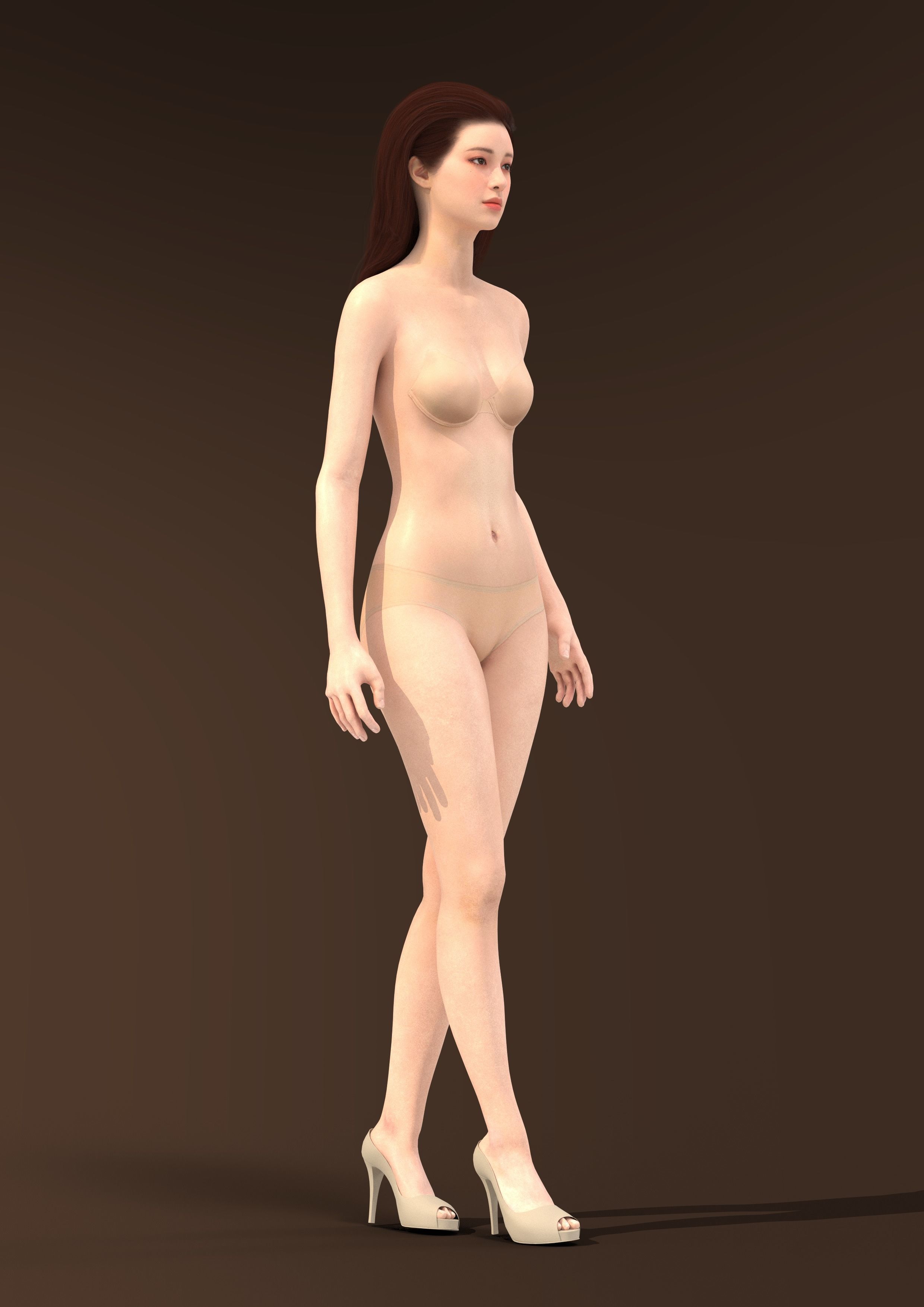Long hair 010-FV2 for Yuna-FV2 3D model from 3DClo Software 3D model_11