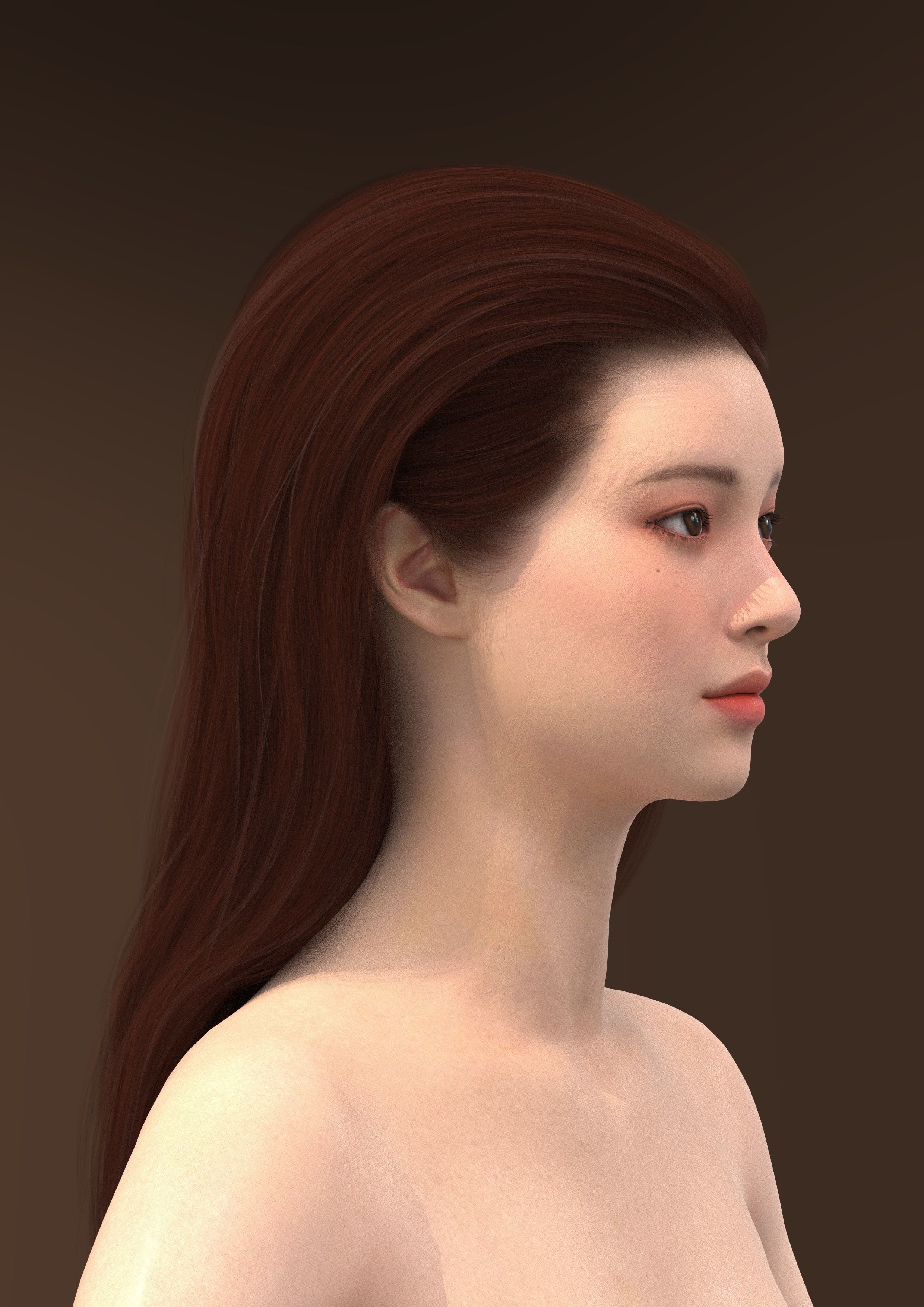 Long hair 010-FV2 for Yuna-FV2 3D model from 3DClo Software 3D model_1