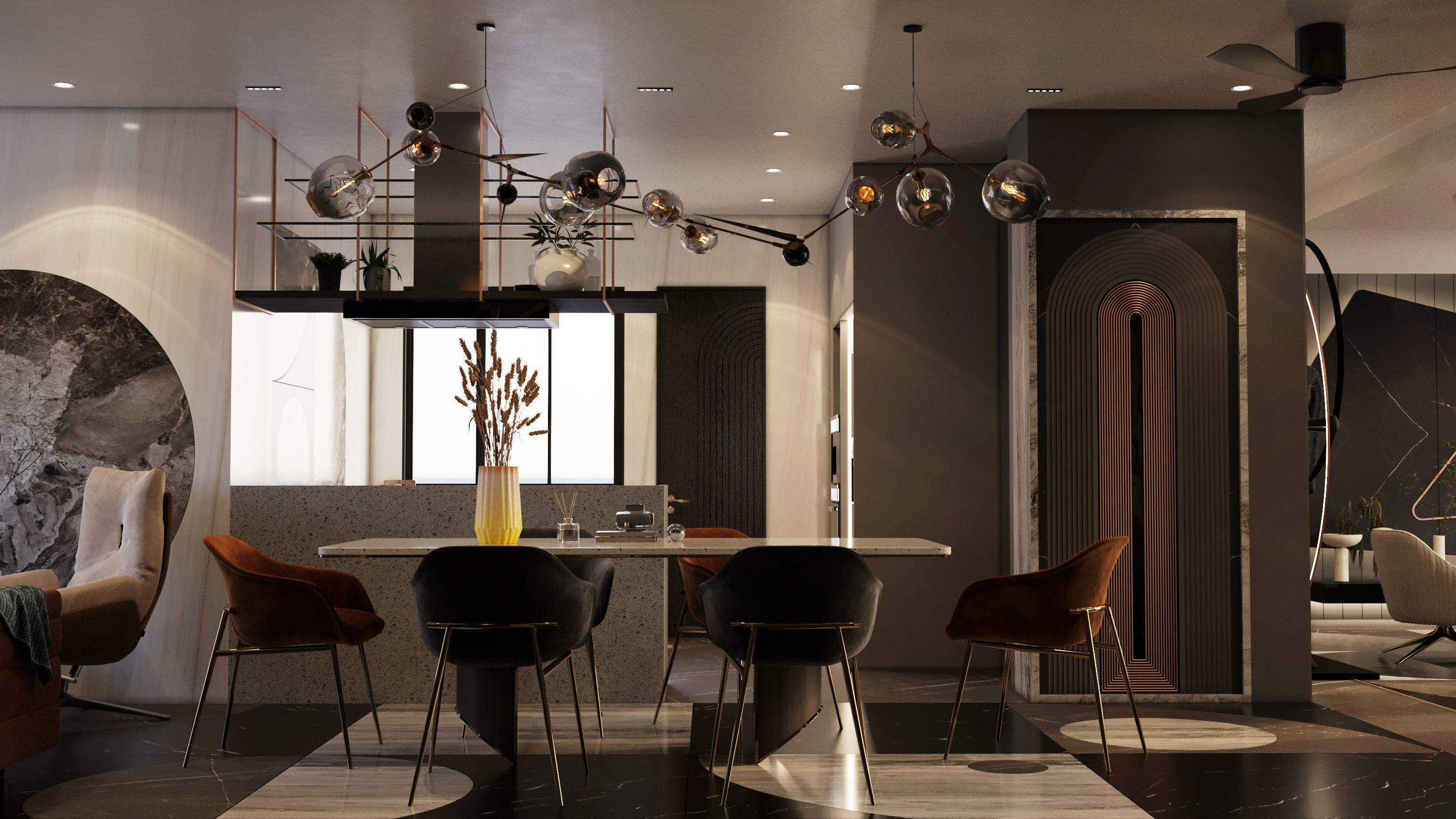 living room and kitchen design scene in 3dsmax corona 3D model 3D model_17