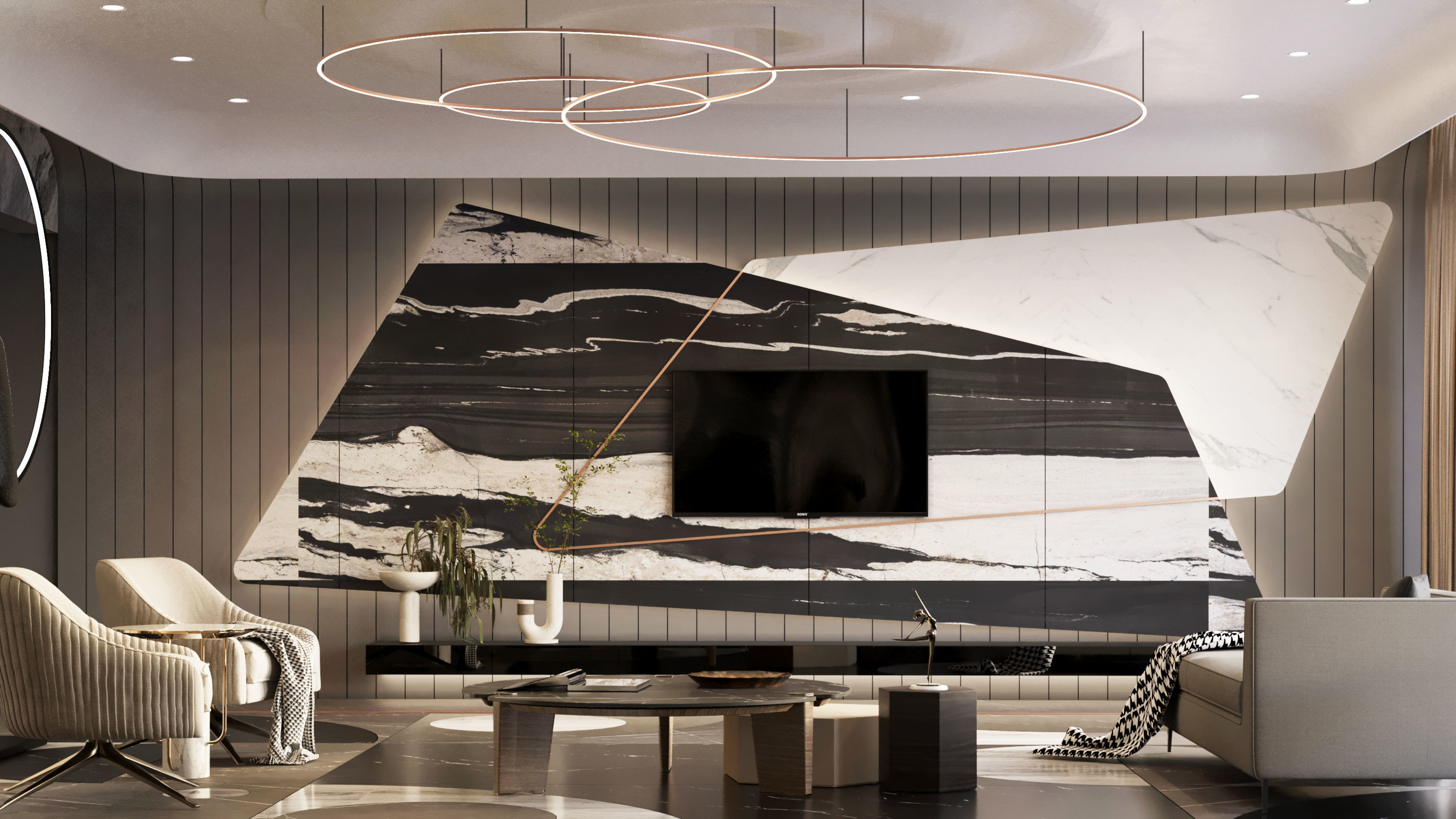 living room and kitchen design scene in 3dsmax corona 3D model 3D model_1