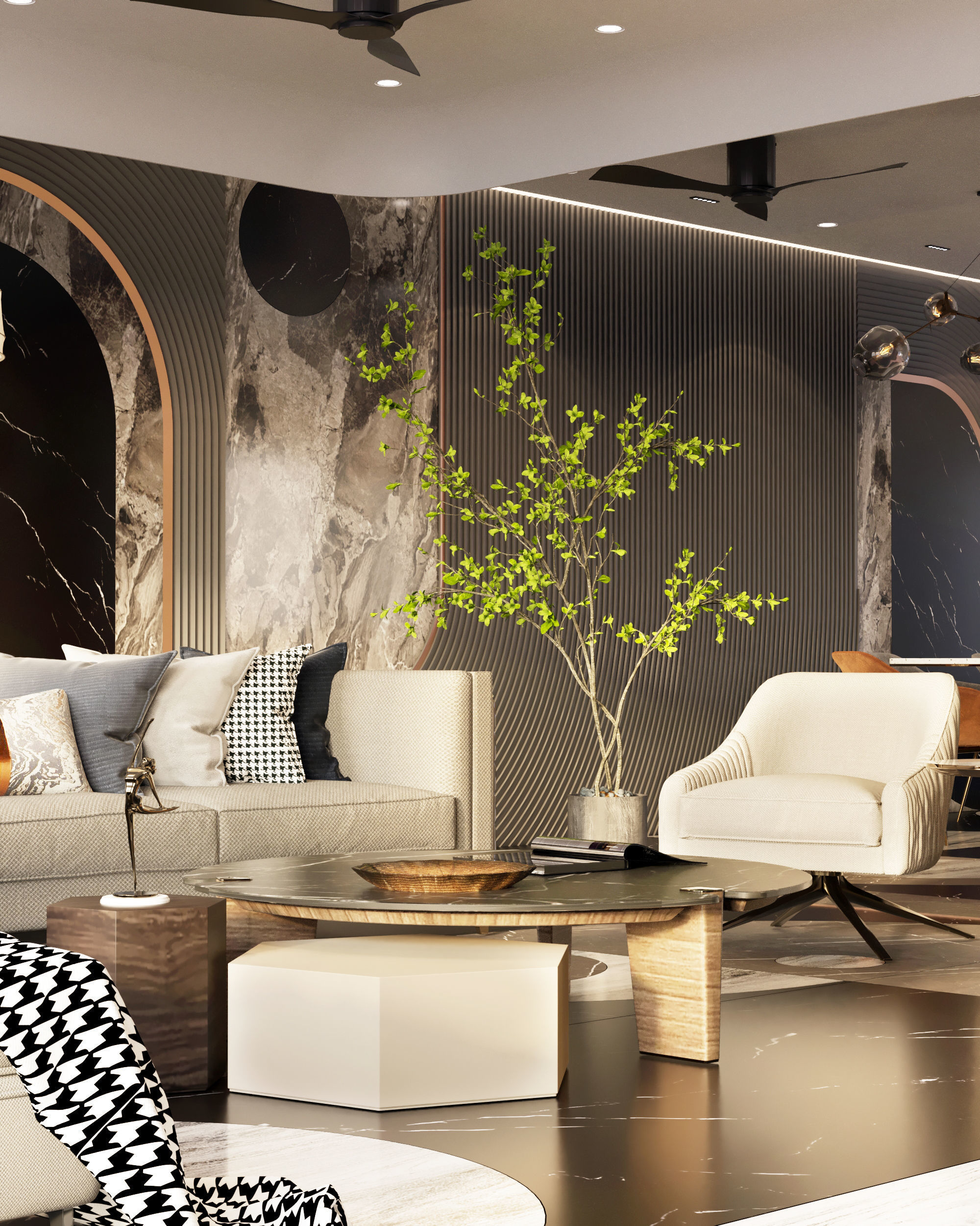 living room and kitchen design scene in 3dsmax corona 3D model 3D model_8