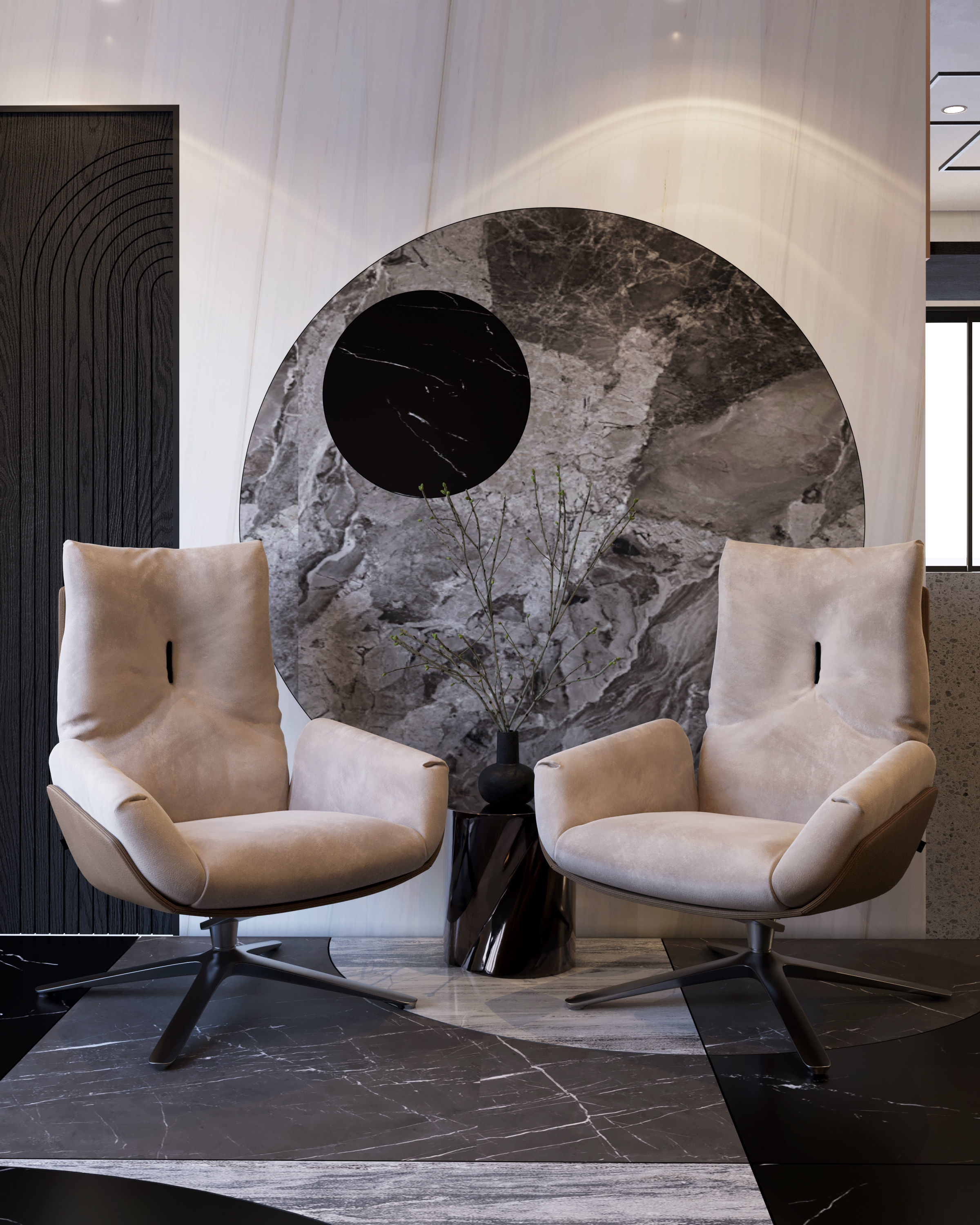 living room and kitchen design scene in 3dsmax corona 3D model 3D model_2