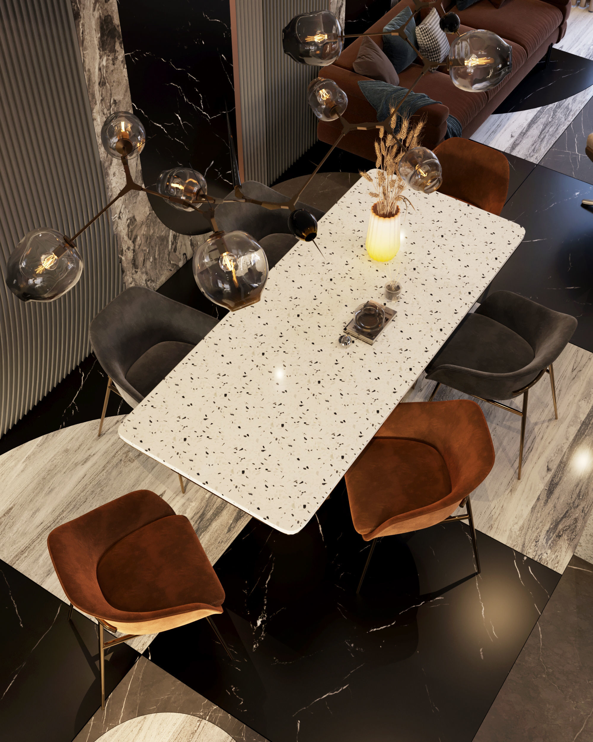 living room and kitchen design scene in 3dsmax corona 3D model 3D model_9