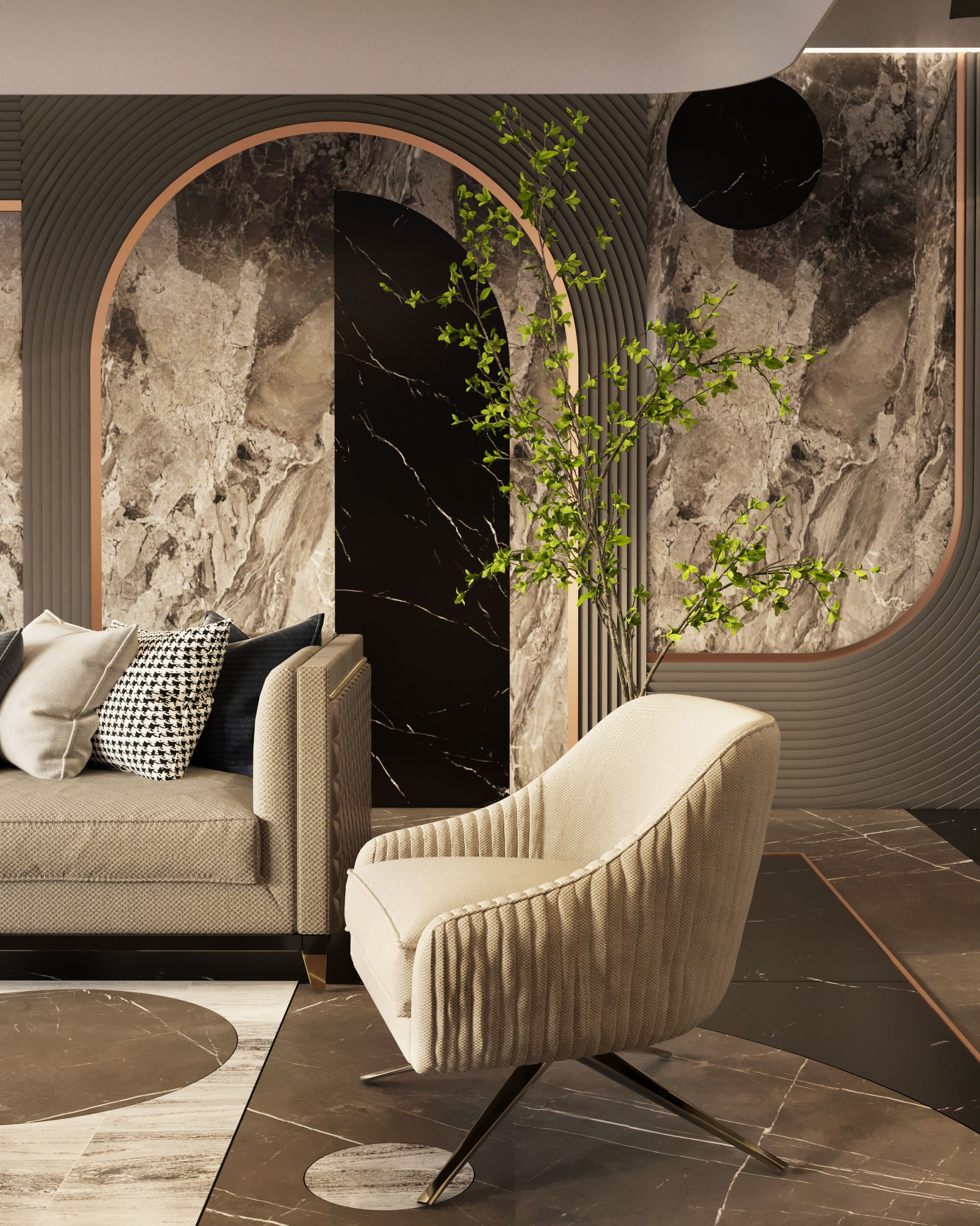 living room and kitchen design scene in 3dsmax corona 3D model 3D model_4