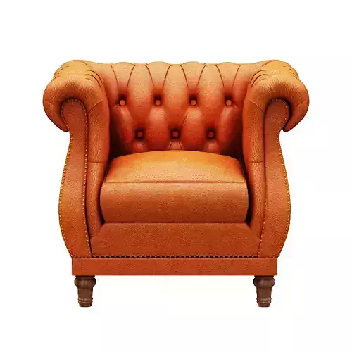 Classical armchair leather with wooden legs