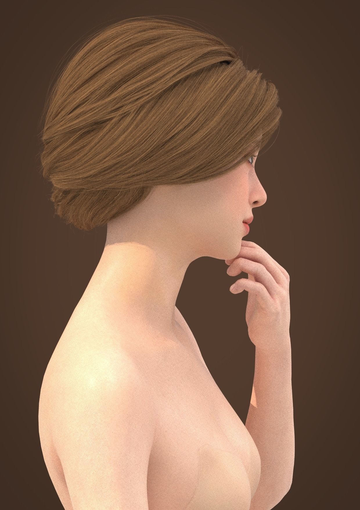 Long hair 012-FV2 for Yuna-FV2 3D model from 3DClo Software 3D model_1