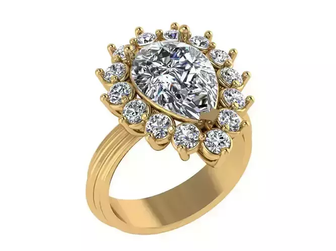 Ring412 pear shaped diamond engagement ring gold