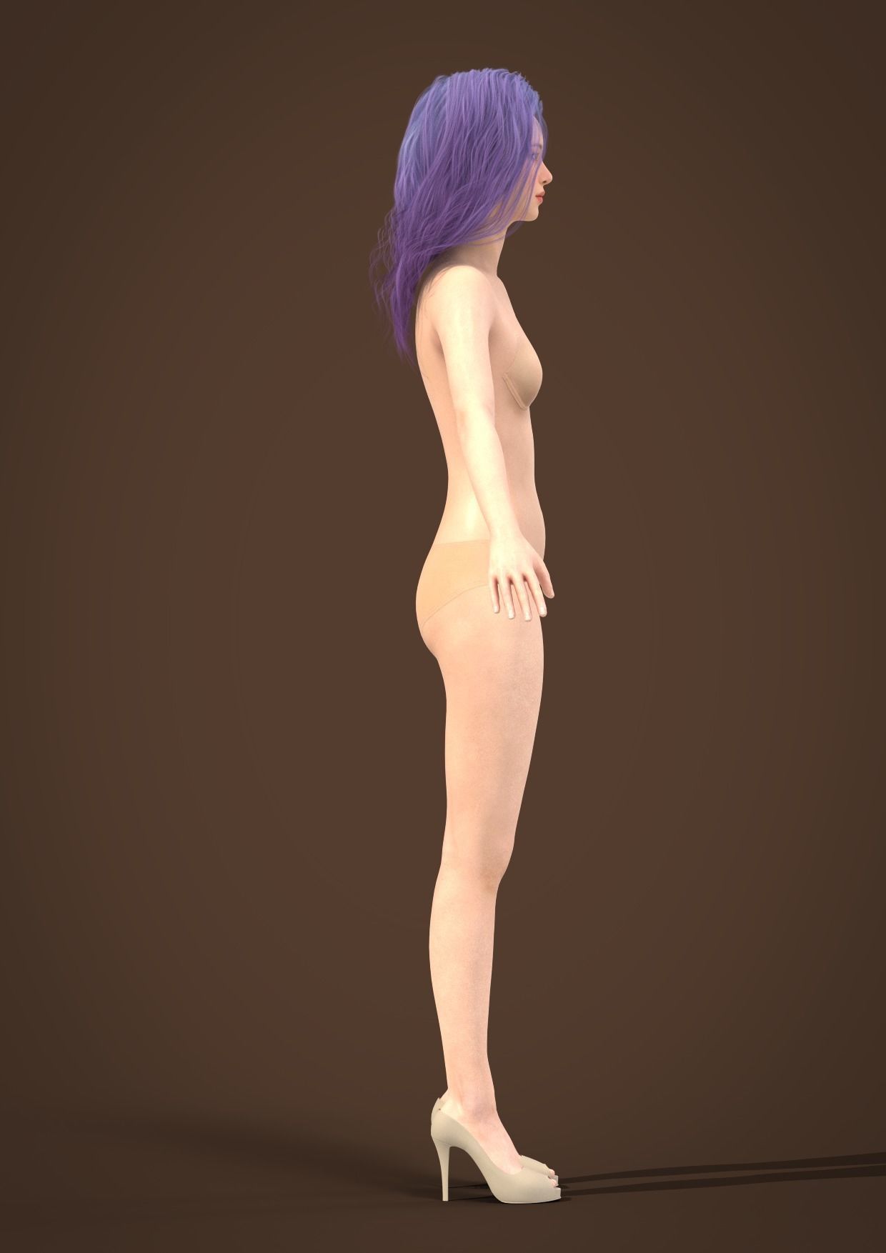 Long hair 028-FV2 for Yuna-FV2 3D model from 3DClo Software 3D model_6