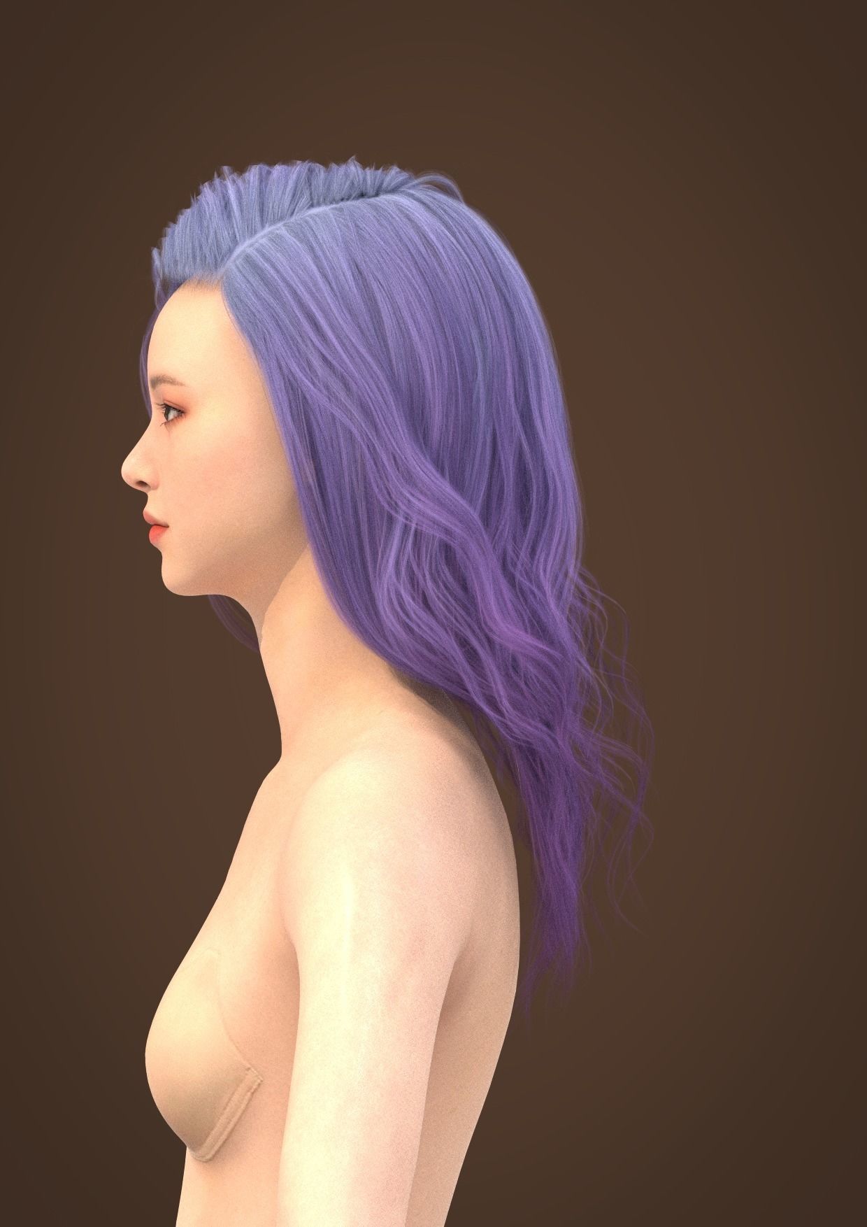 Long hair 028-FV2 for Yuna-FV2 3D model from 3DClo Software 3D model_2