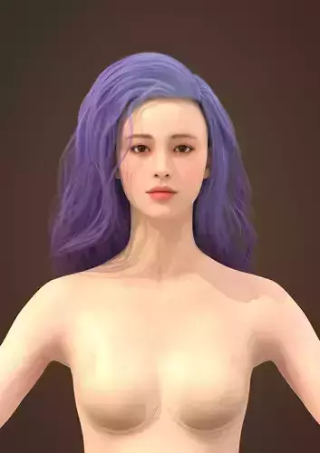 Long hair 028-FV2 for Yuna-FV2 3D model from 3DClo Software