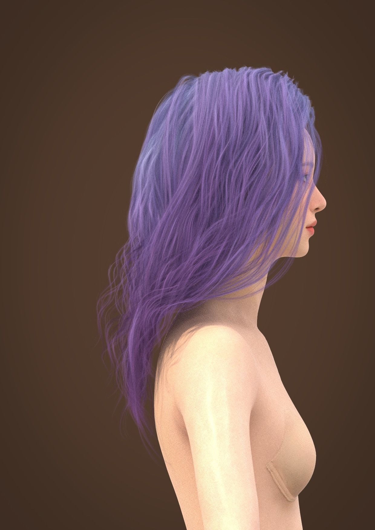 Long hair 028-FV2 for Yuna-FV2 3D model from 3DClo Software 3D model_1