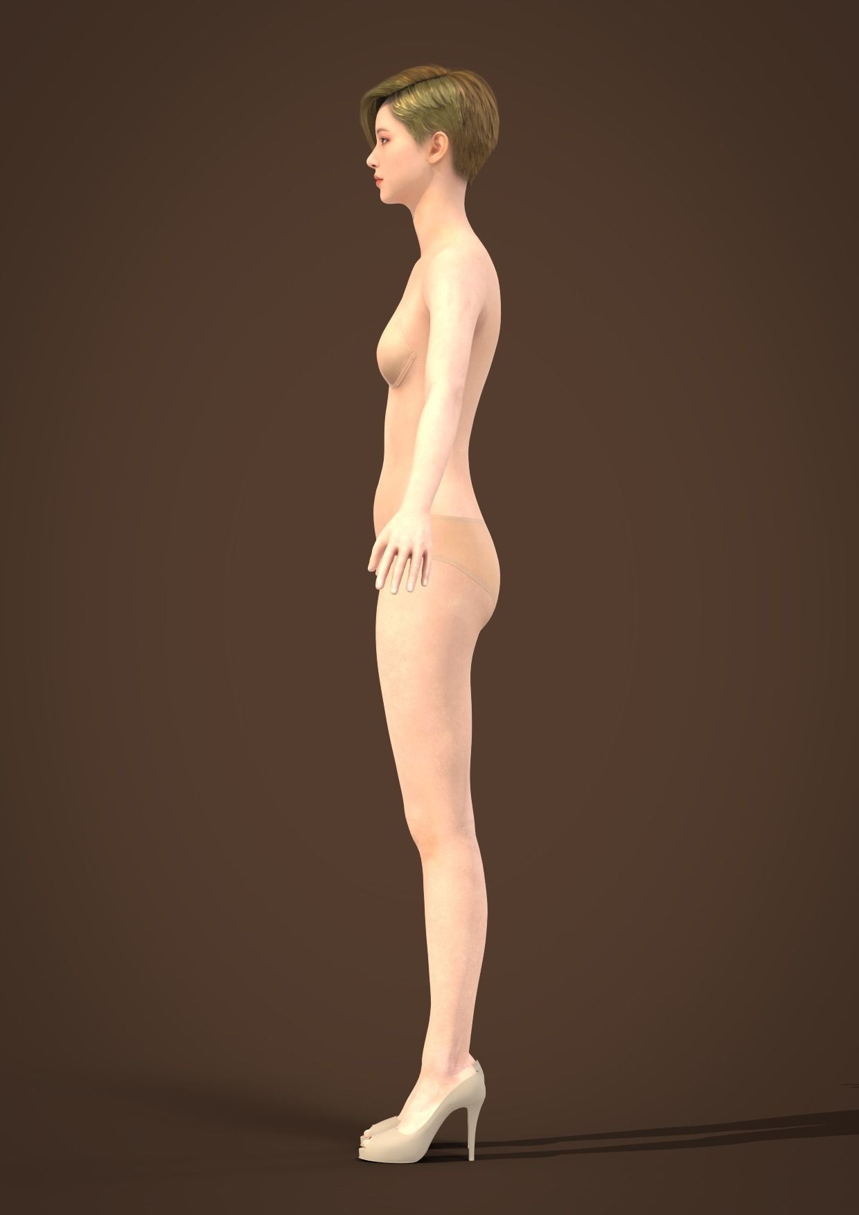 Short hair 029-FV2 for Yuna-FV2 3D model from 3DClo Software 3D model_5