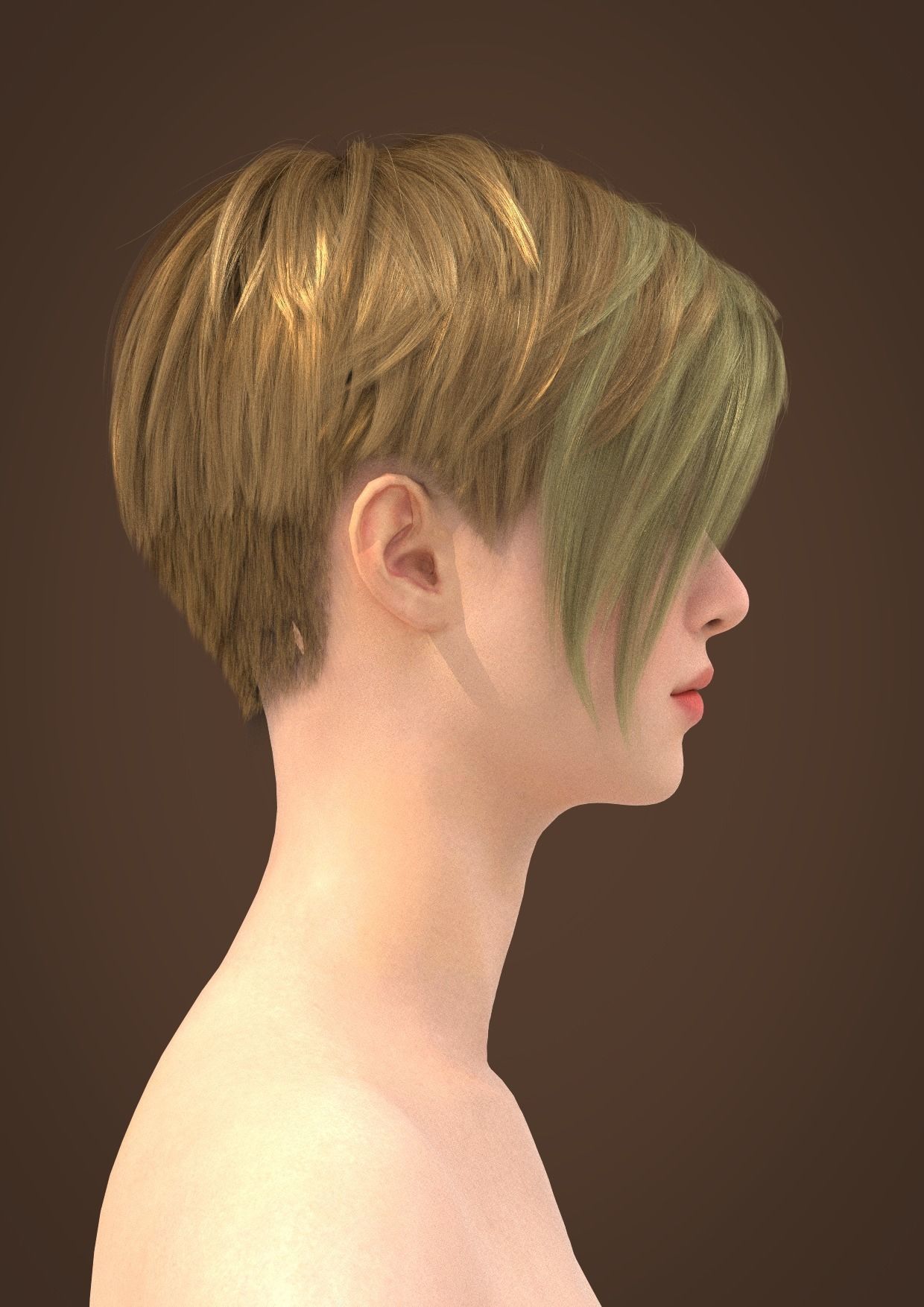 Short hair 029-FV2 for Yuna-FV2 3D model from 3DClo Software 3D model_1