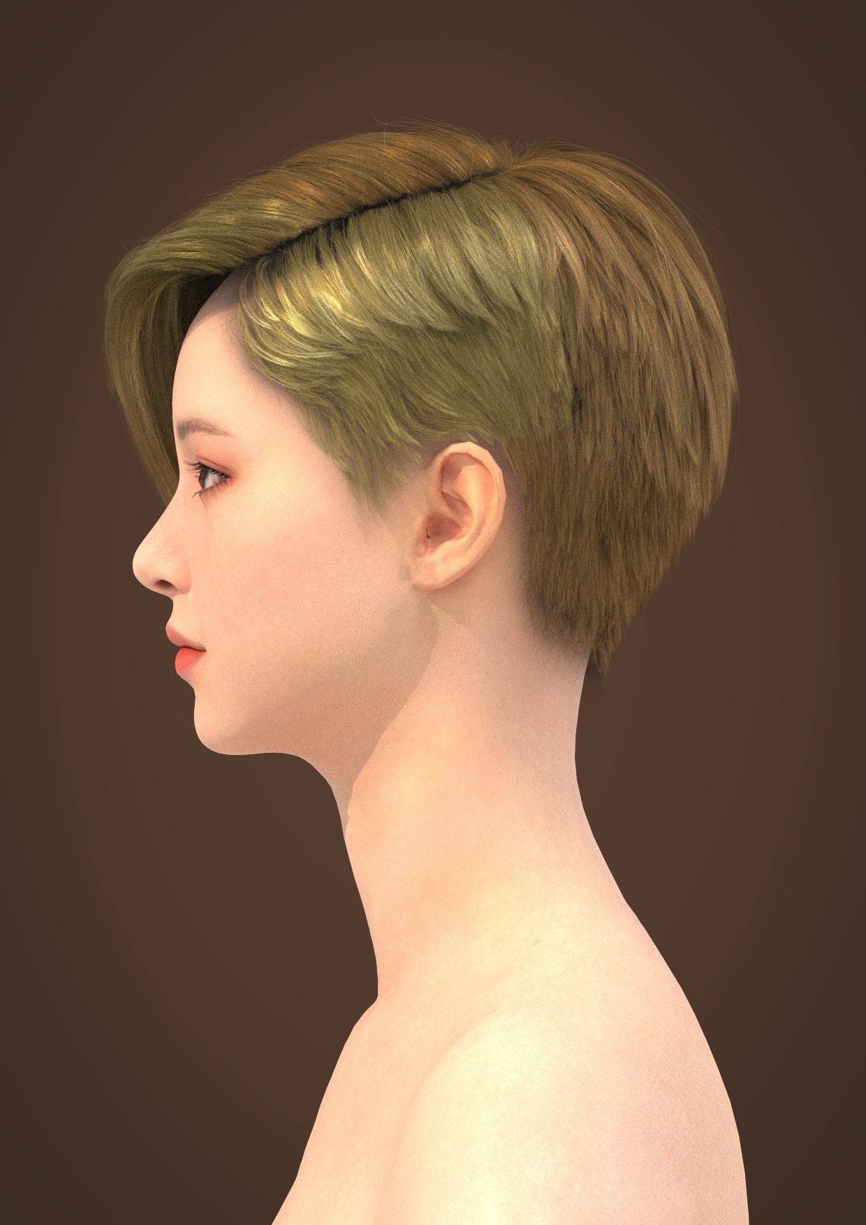 Short hair 029-FV2 for Yuna-FV2 3D model from 3DClo Software 3D model_2