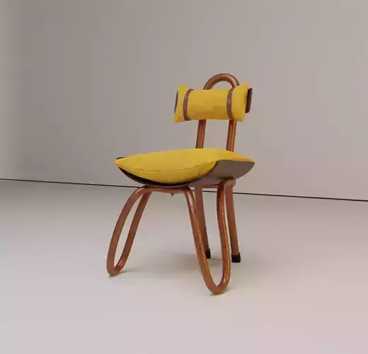 Berkuma01 chair with cushion and wooden legs