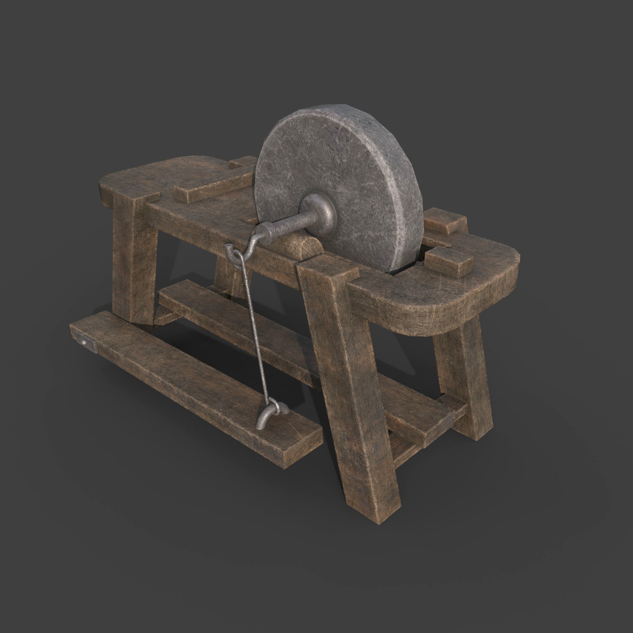 MEDIEVAL GRINDSTONE Low-poly 3D model_1