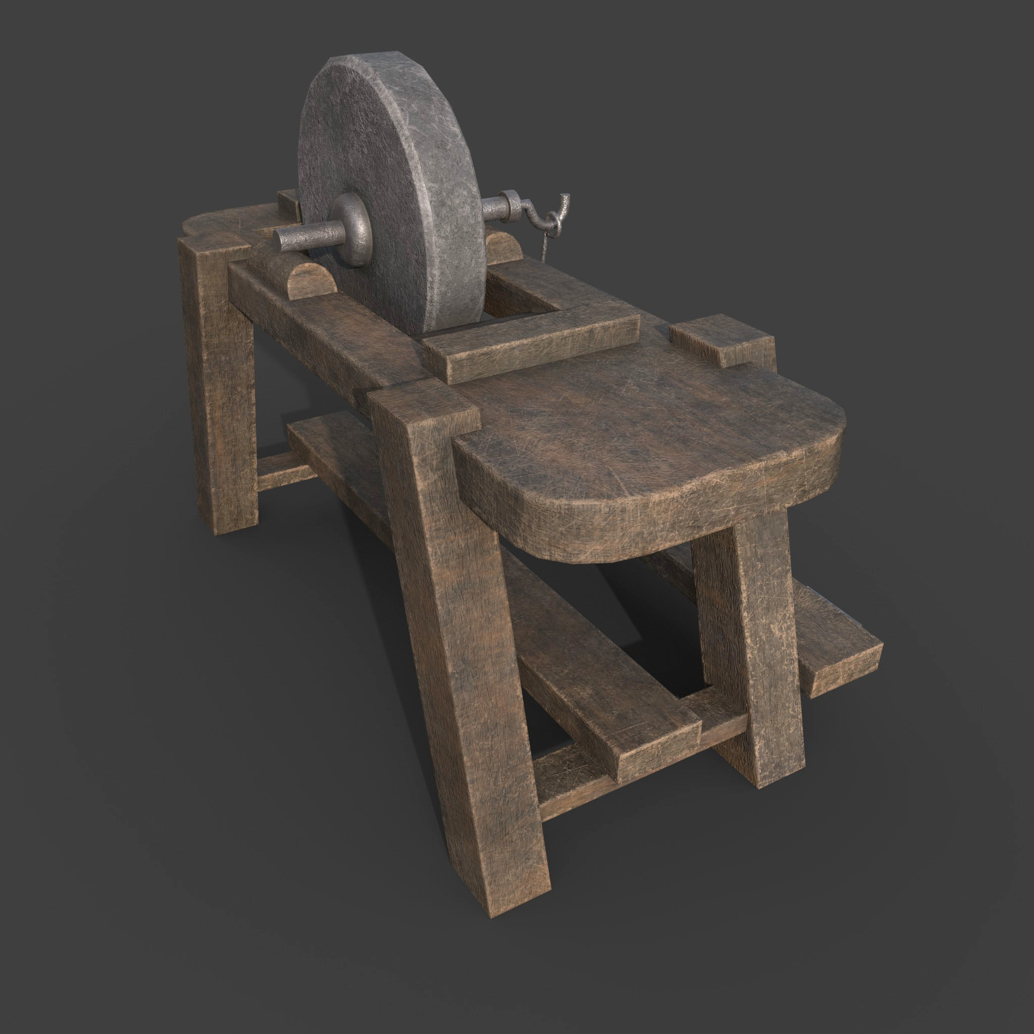 MEDIEVAL GRINDSTONE Low-poly 3D model_3